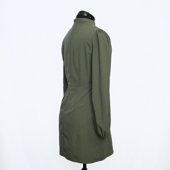 Military Chic Long Sleeve Mock-neck Mini Dress - Picture 4 of 5